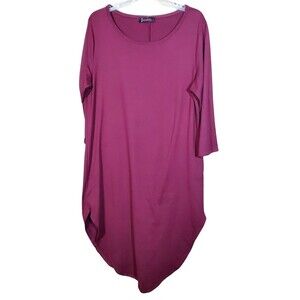 Annabelle Burgundy Scoop Neck Midi Dress 1X 3/4 sleeve  Style DR11449X